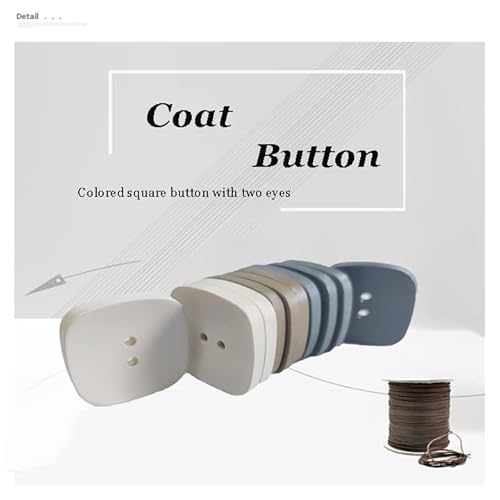 S Snuoy 18 Pcs 26Mm Square Resin Button 2-Holes Replacement Coat Windbreaker Button Sewing For Diy Decor (Light Color) #TOP1