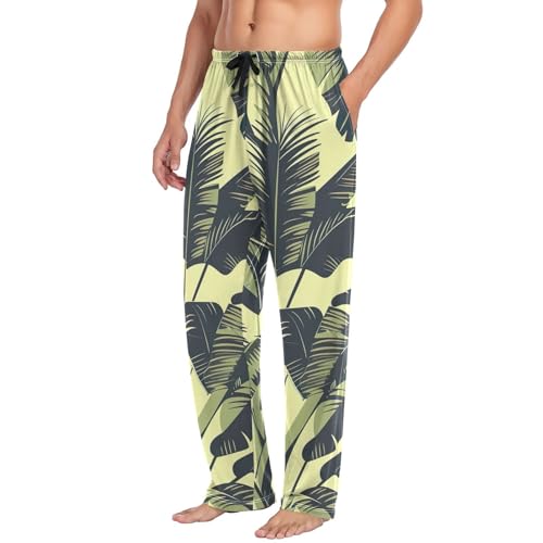 Men's Pajama Pants Tropical Leaf Sleep Pajama Lounge Pant with Pockets, Elastic Waistband4