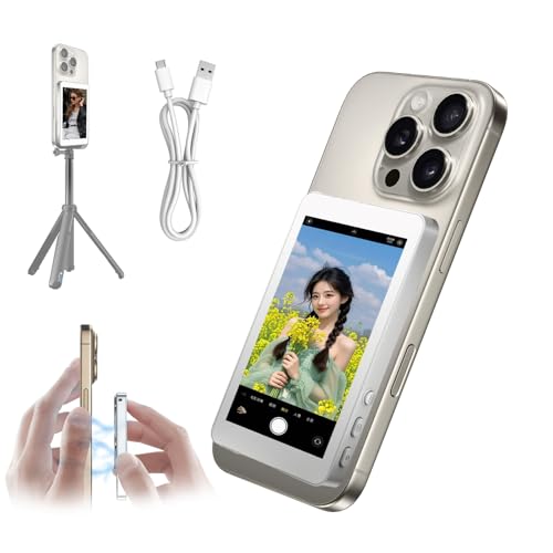 Monitor de selfie para teléfono móvil, pantalla de selfie para iPhone y Android, Vlog Selfie Monitor, Vlog Magnético Vlog Accesorios para YouTube, TikTok, transmisión en vivo