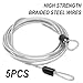 5PC 2M Double Loop for Braided Steel Security Cable with PVC Coating for Bike Anti Theft Protection, Lightweight Lock Wire for Bicycles and Sports Equipment, Black(Silver)