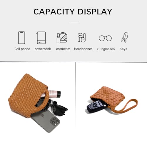 Image of Woven Tote Bag for Women with Coin Purse, Foldable Chain Small Crossbody Handbags, Fashion Shoulder Bag, Hobo Satchel