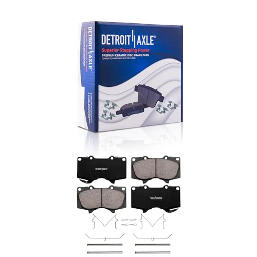 Image of Detroit Axle - Front Brake Kit for 2003-2009 Lexus GX470 Toyota 4Runner Replacement 2004 2005 2006 2007 2008 Drilled & Slotted Disc Brakes Rotors Ceramic Brake Pads: 13.3'' inch Rotors