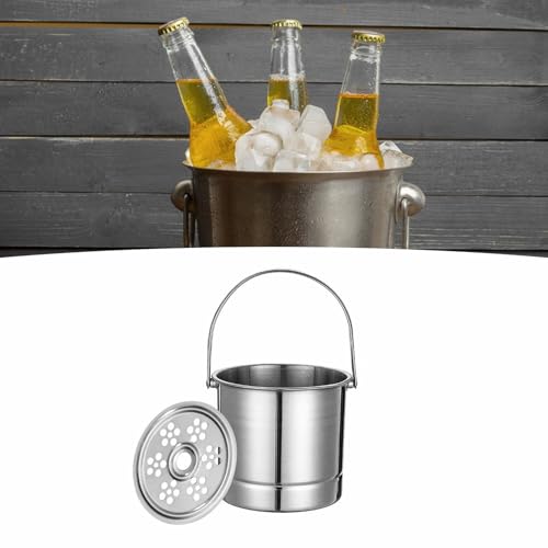 Ice Bucket, Stainless Steel Ice Bucket with Lid, Updated Insulated Ice Bucket for Cocktail Bar and Parties Restaurant Bar (Nature Color) by Tyenaza - Image 2