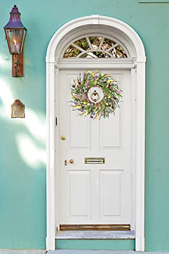 22 Inches Lavender Daisy Floral Twig Door Wreath With Springtime Faux Flower And Grapevine Wreath Base For Spring And Summer Front Door Decor #TOP6