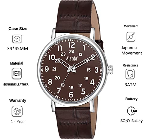 Image of Ajanta Quartz Analogue Dial with Leather Belt Men's Casual Watch AWC702