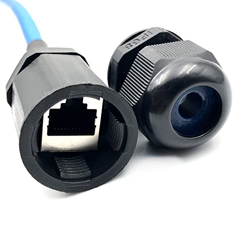 Devmo 2Pcs M20 Rj45 Waterproof Cat5/5E/6 8P8C Connector Ip67 Ethernet Lan Cable Connector Double Head With Shield Cat6 Network Cable Outdoor Lan Coupler Adapter Male To Female #TOP6
