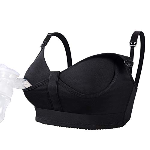 Image of Lupantte Pumping Bras Hand Free for Women, Deep V Breast Pump Bra Patented Nurisng and Pumping Bra with Nursing Pads All Day Wear for Spectra, Lansinoh, Philips Avent (Small)