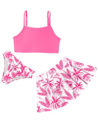 Image of Arshiner Girls 3 Piece Swimsuit for Teen Girl Tankini Swimsuits Bathing Suit Beach Bikini Swimwear with Skirt