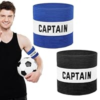 Kapitänsbinde 2 Stück, Kapitänsbinden für Fußball, Unisex Elastische Kapitänsbinde Verstellbar für Mannschaftstraining, Schwarz und Blau
