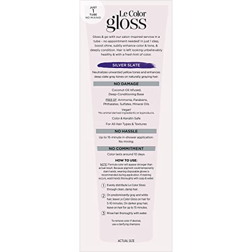 L’Oreal Paris Le Color Gloss One Step Toning Gloss, In-Shower Hair Toner with Deep Conditioning Treatment Formula for Gray Hair, Silver Slate, 1 Kit