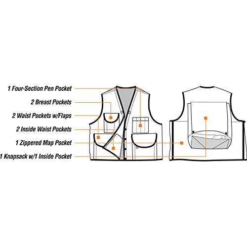 Jim Gem Pro 10-Pocket Cotton Army Duck Cruiser Vest – X-Large (43-46), Safety Orange | Rugged & Durable | Field Ready | Functional for Forestry, Surveying, & Outdoor Work4