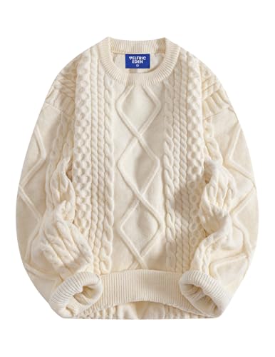 Aelfric Eden Oversized Knit Sweater Solid Vintage Pullover Sweater Unisex Woven Crewneck Knitted...