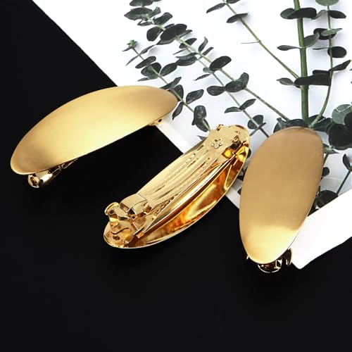 Pinzas para cabello metálicas ovaladas doradas 3 piezas miniatura 3