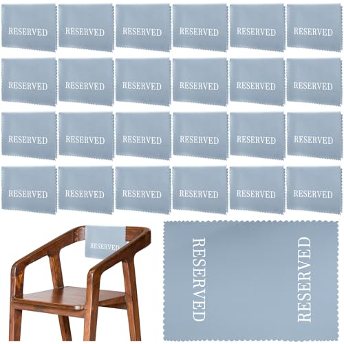 Breling Reserved Chair Signs Wedding Reserved Seating Signs for Church Pews 11.8 x 17.7 Inch Cloth Placeholder with Printed Words for Ceremony Restaurants(Gray Blue,24 Pcs)