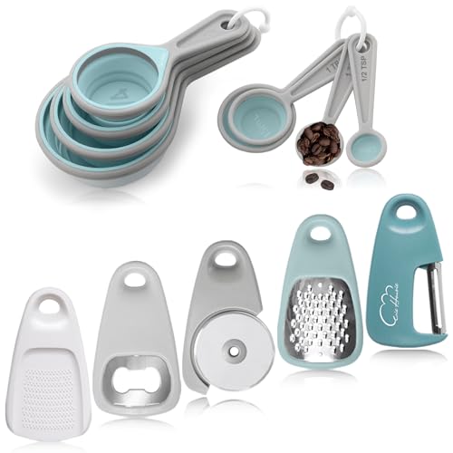 Kitchen Gadgets Set 13 Piece, Space Saving Cooking Tools Includes Cheese Grater, Pizza Cutter...