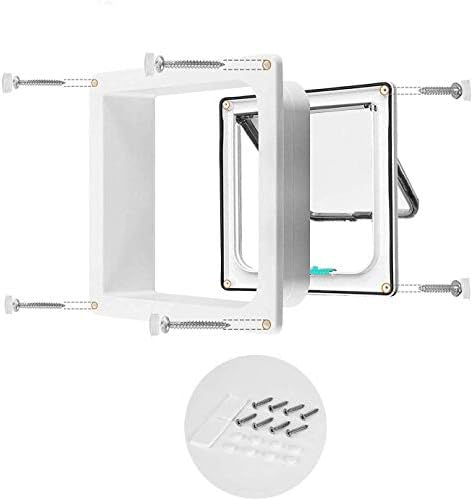 TODARRUN Large Cat Door 23.5 * 25 * 5.5cm,4 Way Locking Cat Flap Door,Silent Dog Door Pet Flap Easy to Install,Suitable for Cats,Small Dogs - (L)