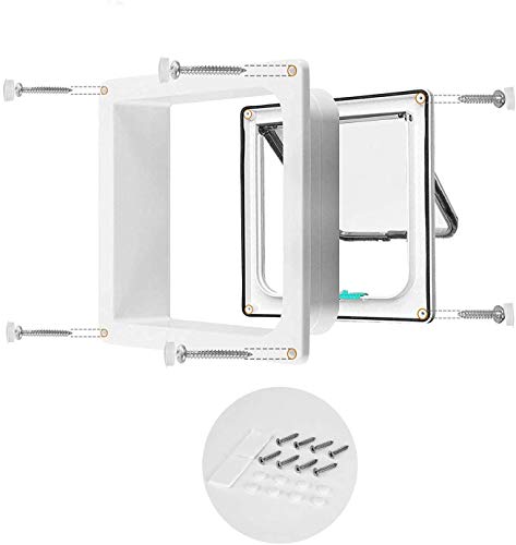 Lucky Treyvon Medium Cat Door, (Outer Size 7.5 X 7.8 Inch) 4 Way Locking Cat Flap Door For Interior Exterior, Pet Door, Compatible With Adult Cats And Doggy #TOP5