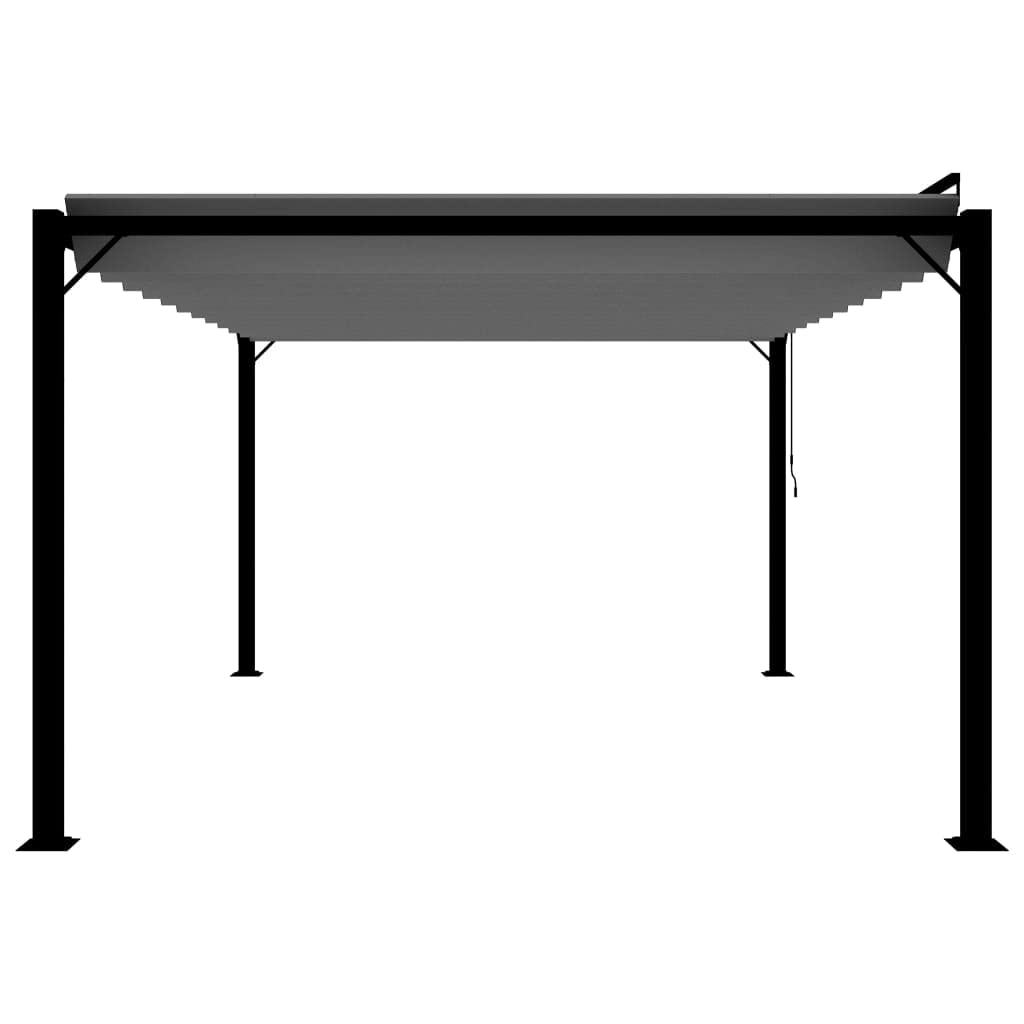 Pergola avec toit à lamelles - 3 x 4 m - Tissu anthracite et aluminium - Tente de jardin imperméable - Auvent solaire pour terrasse et balcon - Structure stable en aluminium