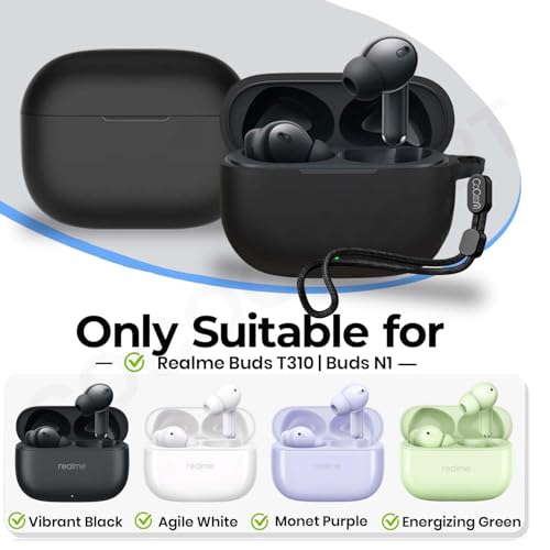 Image of Silicone Case Cover for Realme Buds T310 | Buds N1- Black