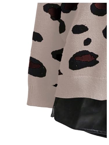 Image of WDIRARA Women's Leopard Tiger Print Cardigan V Neck Long Sleeve Color Block Button Down Sweater Outwear