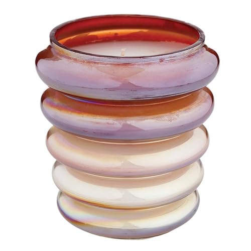 47th & Main Scented Candles Amber Tiered Decorative Glass Candle for Home Decor, 4.25" Dia x 4.5" Tall, Harvest Festival
