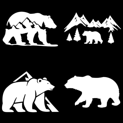GORGECRAFT Autocollant de Voiture en Vinyle Imperméable Motif Ours et Montagne 4cm Motif Aventure Envie de Voyager Décoration pour Jeep Camion