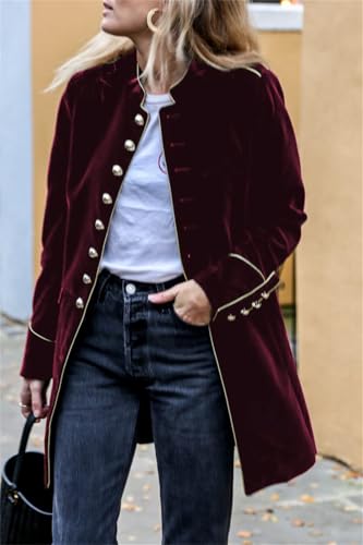 Women's Velvet Button Down Blazer Jackets Dressy Casual Notched Collar Pea Coats Office Overcoats Outfits Outerwear for Women3