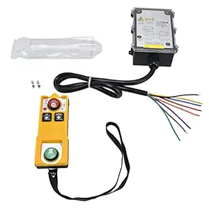 2 Key Hoist Crane Industrial Radio Remote Control, Wireless Crane Remote Control Transmitter & Receiver with Stop Button, Electric Lift Hoist Radio Switch Receiver for Electric Chain, Lift &(AC 220V)