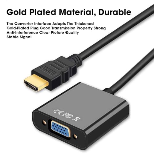 Image of OG X NEXSA HDMI to VGA Adapter Converter with Audio Gold Plated High-Speed 1080p Male to Female Adapter with Micro USB Charging Cable - Compatible with HDTV, Projectors, Monitors - Black