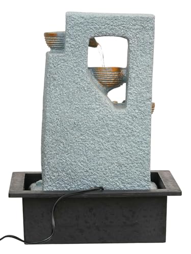 Image of LEDIndoor Tabletop Water Fountain, Polyresin Cascading Waterfall Showpiece with Running Water and Light, Decorative Fountain for Home, Office, Living Room, Meditation, Vastu, Desk Decor