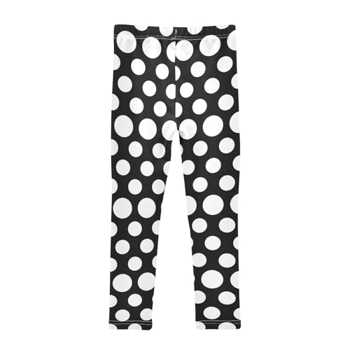 Black White Polka Dots Girls Leggings Soft Stretch Workout Yoga Dance Pants for Kids Casual Tights2