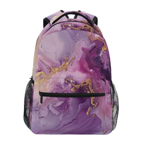 Sac à dos scolaire marbre violet pour le collège et le lycée