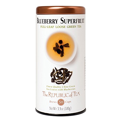 The Republic of Tea Blueberry Green Tea Full-Leaf Tea, 3.5 Ounces / 50-60 Cups