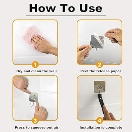 Image of CERLINK Golden Large Adhesive Hooks for Wall Heavy Duty Waterproof Wall Hooks for Hanger Hooks, Stainless Steel Towel and Coats Wall Hook to Use Inside Kitchen, Bathroom, Home and Office Pack 20