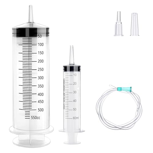 GOLDEROC Spritze 500 ml + 60 ml Set Große Spritze mit Schlauch und Adapter