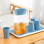 Pitcher d'eau, 2L Pitcher en plastique avec couvercle et joint d'eau transparent Jug Eco-friendly Juice Conteneurs pour jus de citron chaud/froid Boissons avec couvercle