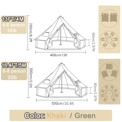 Carpa Bell para Mochileros con Estufa, 4 Personas, 300D Oxford Impermeable miniatura 6