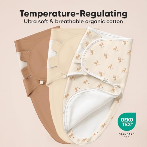 Image of Baby Swaddle Sleep Sacks with Zipper - 3-Pack Swaddles for Newborns 0-3 Months, Infant, Baby Girls, Boys, Soft & Durable Newborn Sleep Sack, Easy Diaper Change Swaddling Blanket (Lil Fawn, OS)