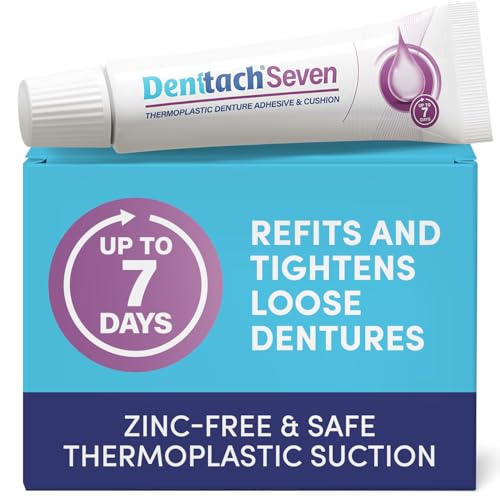 Denttach Seven Denture Adhesive, Thermoplastic Denture Cushion and Reliner, Upper and Lower Denture Comfort for Up to 7 Days, Zero Glue, Zinc Free