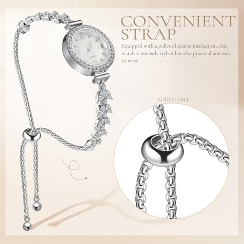 BESPORTBLE Damen-quarzuhr Mit Meerjungfrauen-Design -Strass-verzierung Silbernes Armband Für Schmale Handgelenke Und Anlässe – Bild 3