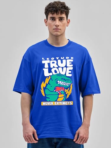 Image of LEOTUDE Men Half Sleeve Round Neck Graphic Font Printed Cottonblend Oversized Tshirts (Colour: Orange)