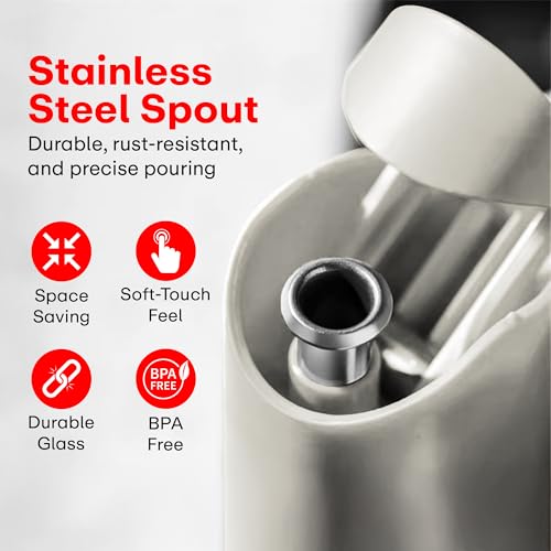 Image of PRIME PICK 500ml Set of 2 Oil Dispenser Bottle - Leak-Proof Glass with Auto-Flip Cap, Stainless Steel Spout, Quick Oil Return, BPA-Free, 30cm Tall, Easy to Refill & Clean, Slim Grip, Transparent Body