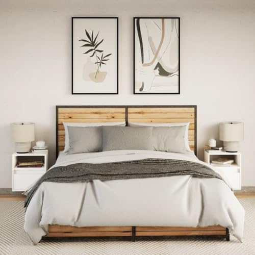 Table de chevet LED RVB avec tiroir et compartiment de rangement mural blanc