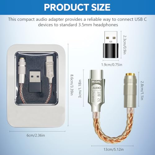Image of Verilux Type C to 3.5 mm Audio Jack Adapters, 3.5 mm Jack to Type C with HiFi DAC Adapter Support for iPhone 17 /17 Pro /17 Pro Max /16 /15 Series, Galaxy S25 /S24 /S23 /S22 /S21 & Tablets
