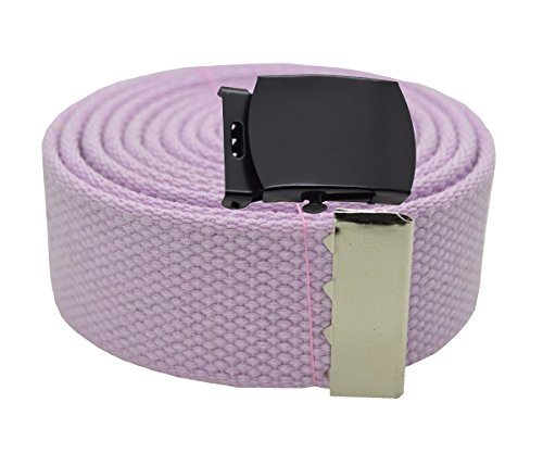 Plain Canvas Military Web Belt & Black Buckle (lavender, 72 inches)