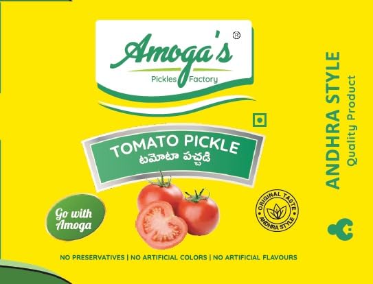 Amoga's Pickles Factory Andhra Authentic Tomato Pickle 100% Natural Handmade Pickles (500g)