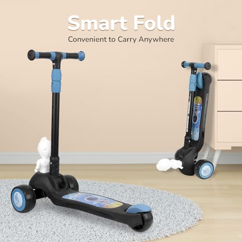 R for Rabbit Road Runner Bunny Kids Scooter, 3 Level Adjustable Height, Smart Fold & PU LED Wheels Kick Scooter