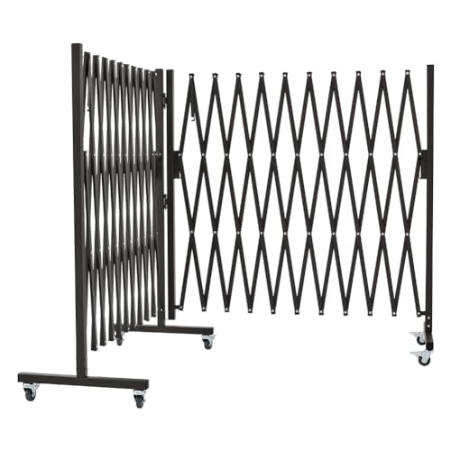 GYMTIME Metal Expandable Barricade, 0-180 Degree Rotating, Portable Safety Barrier with Casters, Mobile Folding Scissor Gate, 23.6 Feet, Aluminum Retractable Fence, Indoors Outdoors