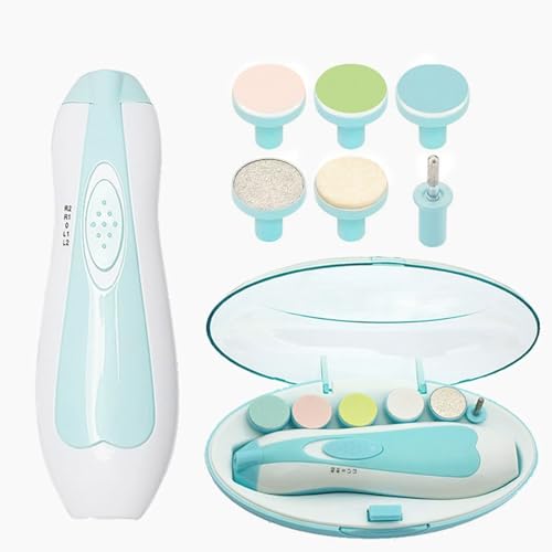 Electric Baby Nail Trimmer Set with 6 Heads Dual Rotation & Whisper Quiet Motor for Baby to Adult