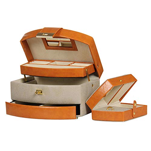 Preisvergleich Produktbild Schminktasche Kosmetiktäschchen Schmuckschatulle Schmuckschatulle mehrschichtige Leder großraumanzug aufbewahrungsbox orange wasserdicht (2er Set)